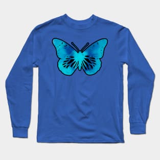 Blue Marble Butterfly Long Sleeve T-Shirt